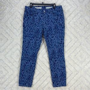 Pilcro and the letterpress blue leopard print mid-rise skinny pants size 32